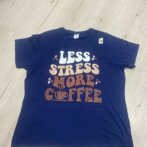 Port and Company Navy Tee with Coffee Design
